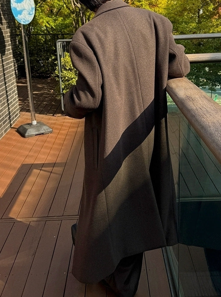 Mid Length Notched Collar Winter Overcoat