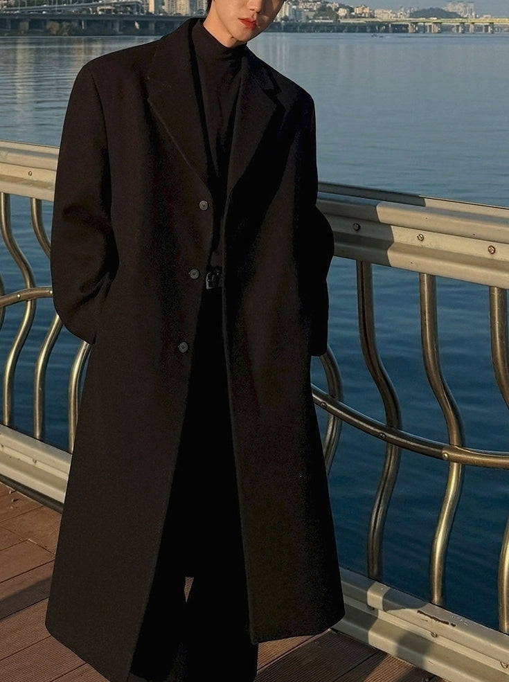 Mid Length Notched Collar Winter Overcoat