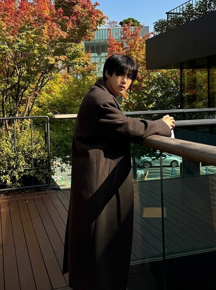 Mid Length Notched Collar Winter Overcoat