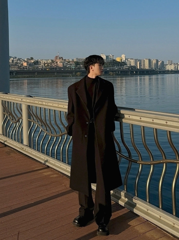 Mid Length Notched Collar Winter Overcoat
