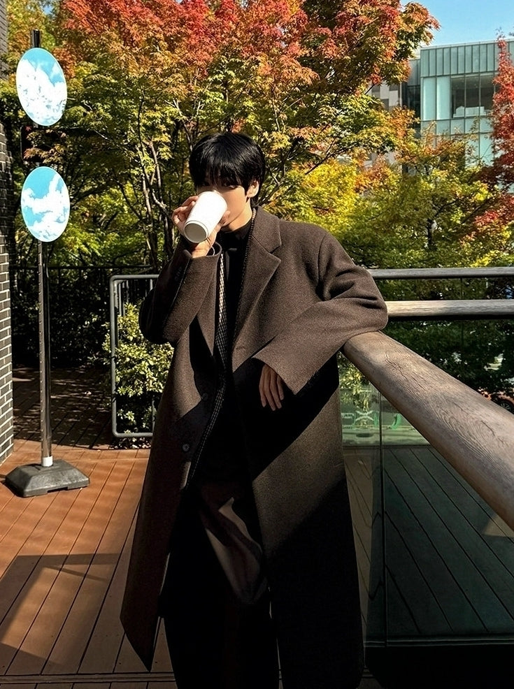Mid Length Notched Collar Winter Overcoat
