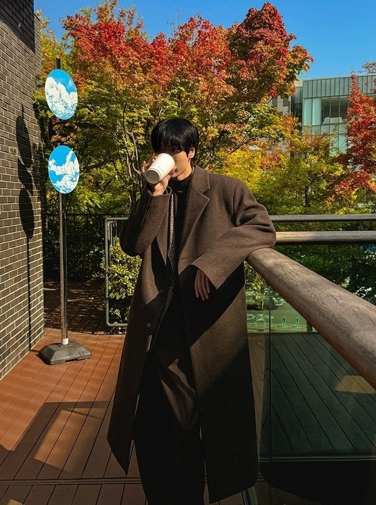 Mid Length Notched Collar Winter Overcoat
