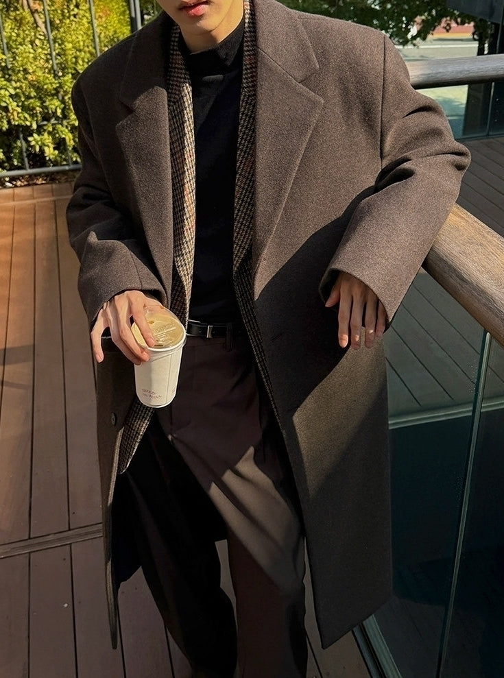 Mid Length Notched Collar Winter Overcoat