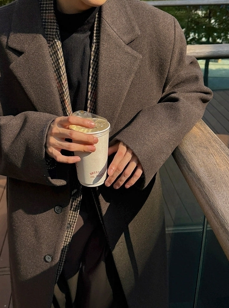Mid Length Notched Collar Winter Overcoat