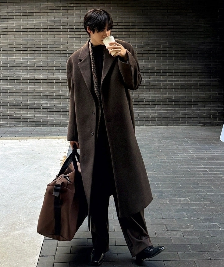 Mid Length Notched Collar Winter Overcoat
