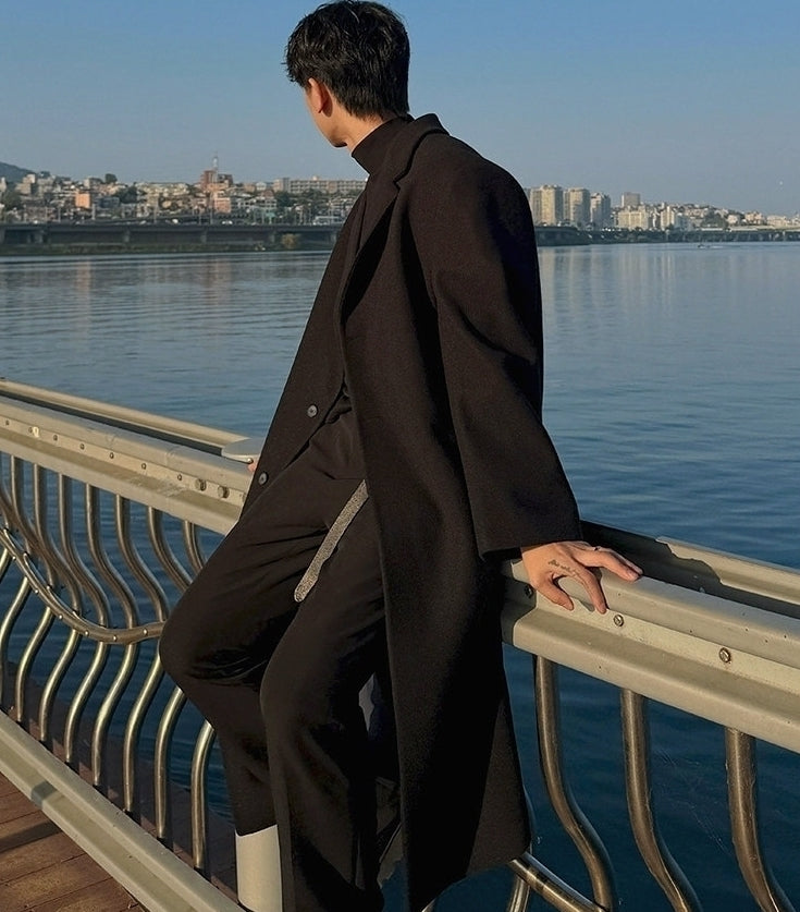 Mid Length Notched Collar Winter Overcoat