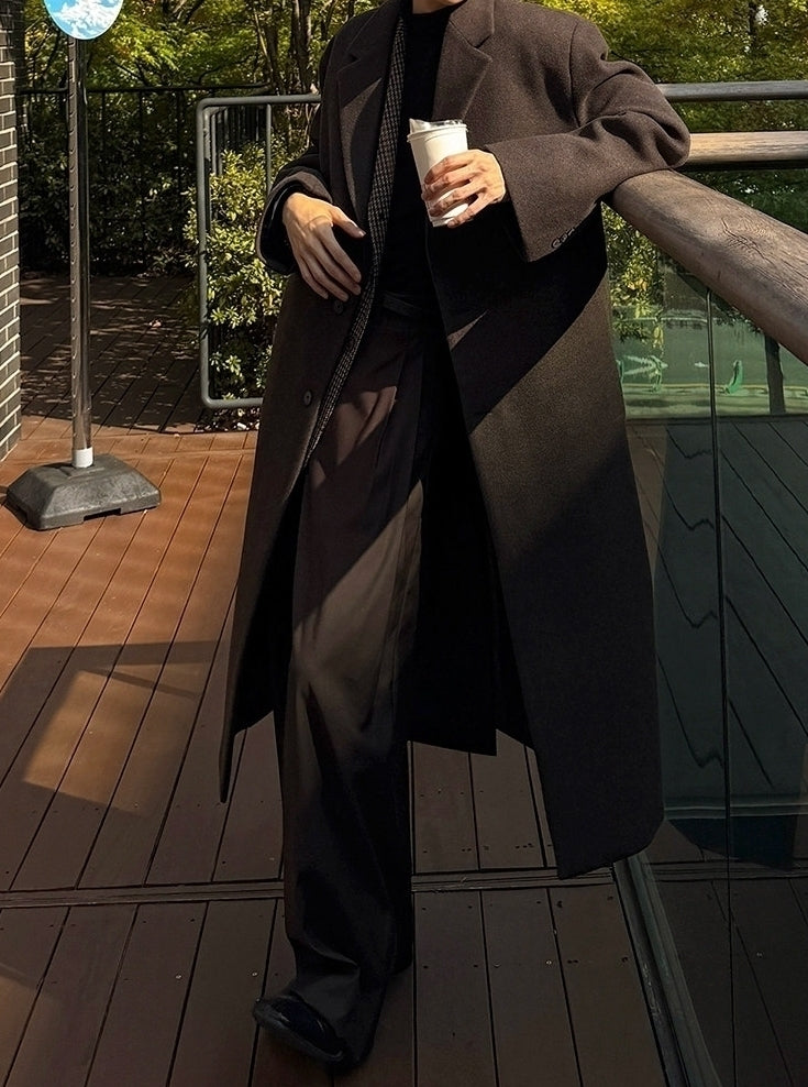 Mid Length Notched Collar Winter Overcoat