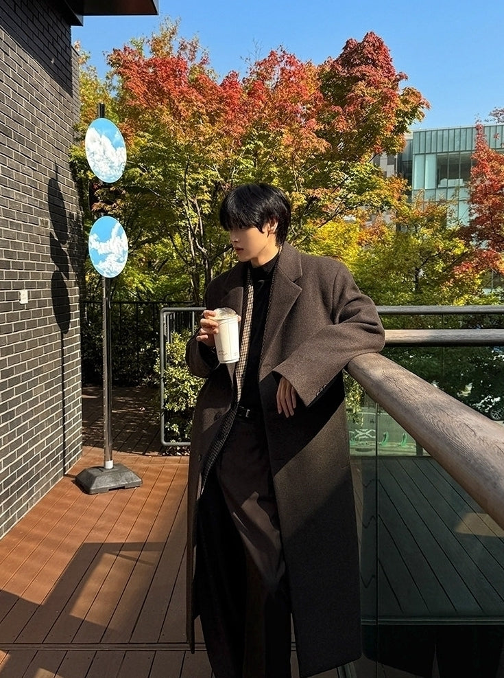 Mid Length Notched Collar Winter Overcoat