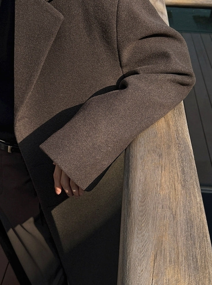 Mid Length Notched Collar Winter Overcoat