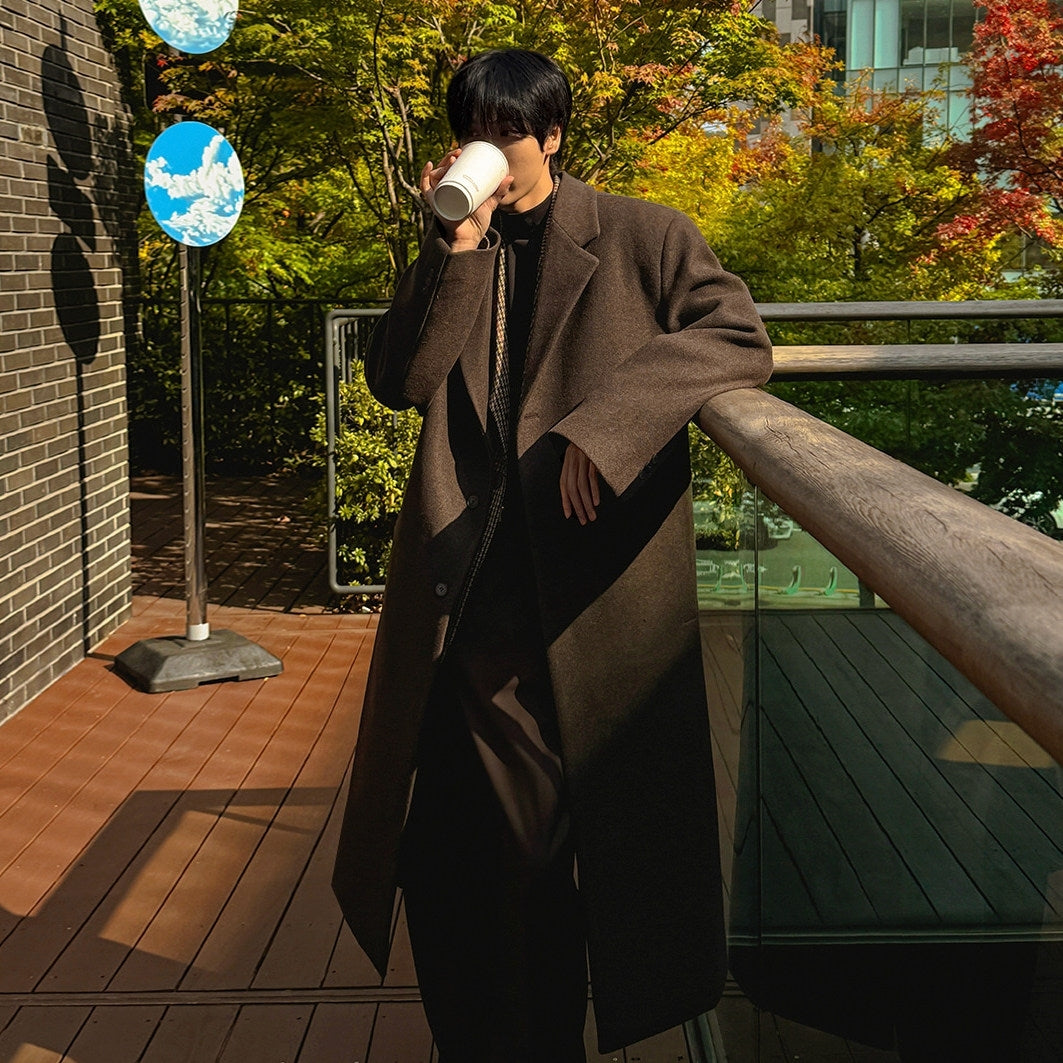 Mid Length Notched Collar Winter Overcoat