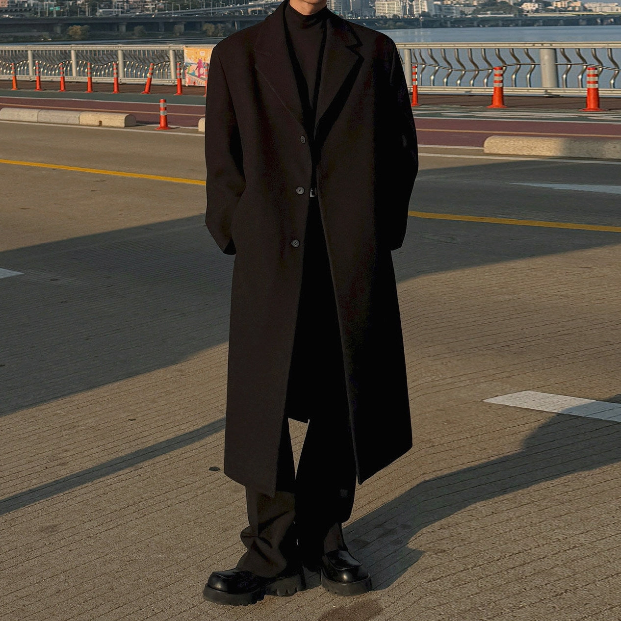Mid Length Notched Collar Winter Overcoat