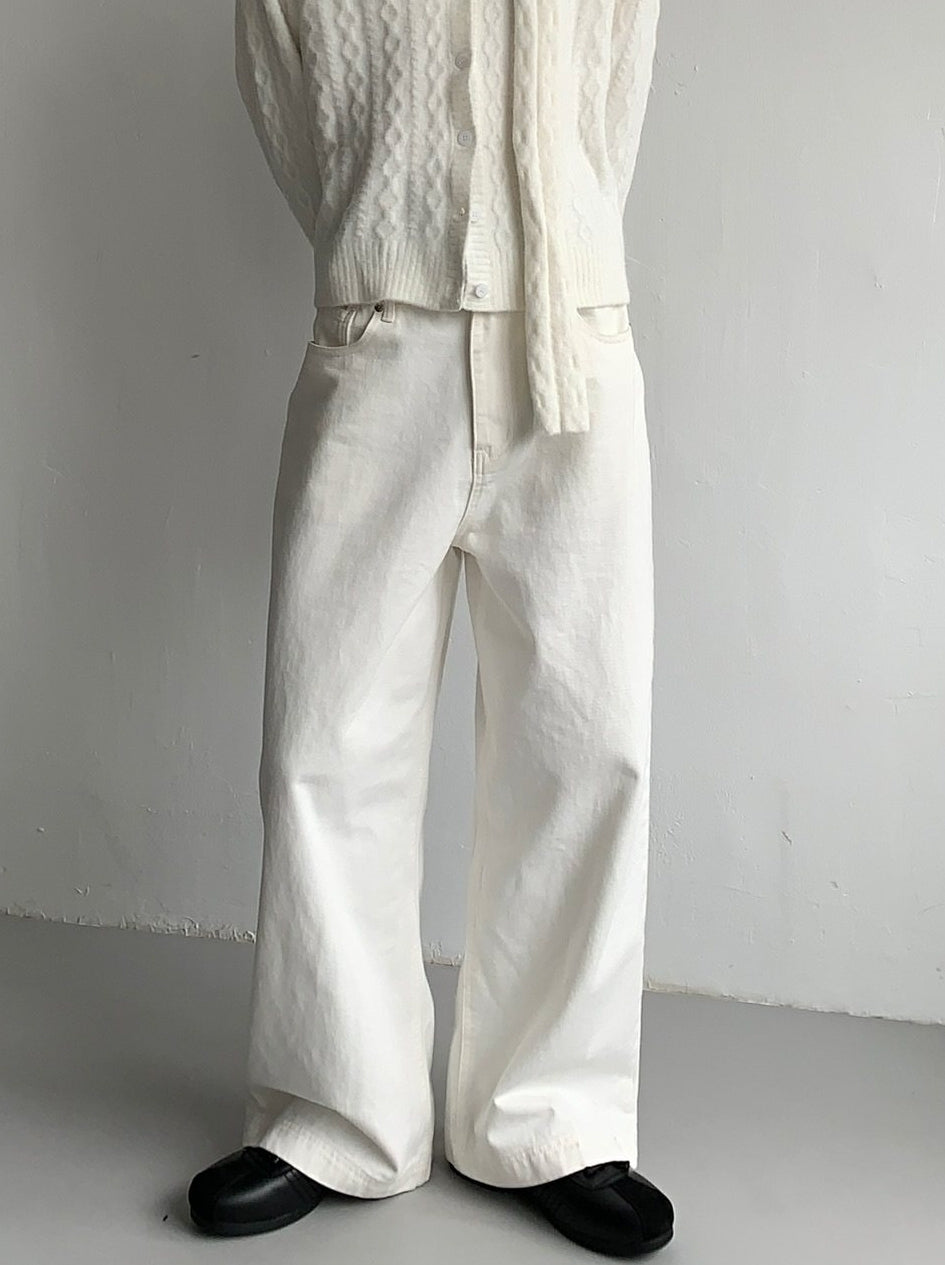 Korean Style-Washed Wide Leg Straight Jeans