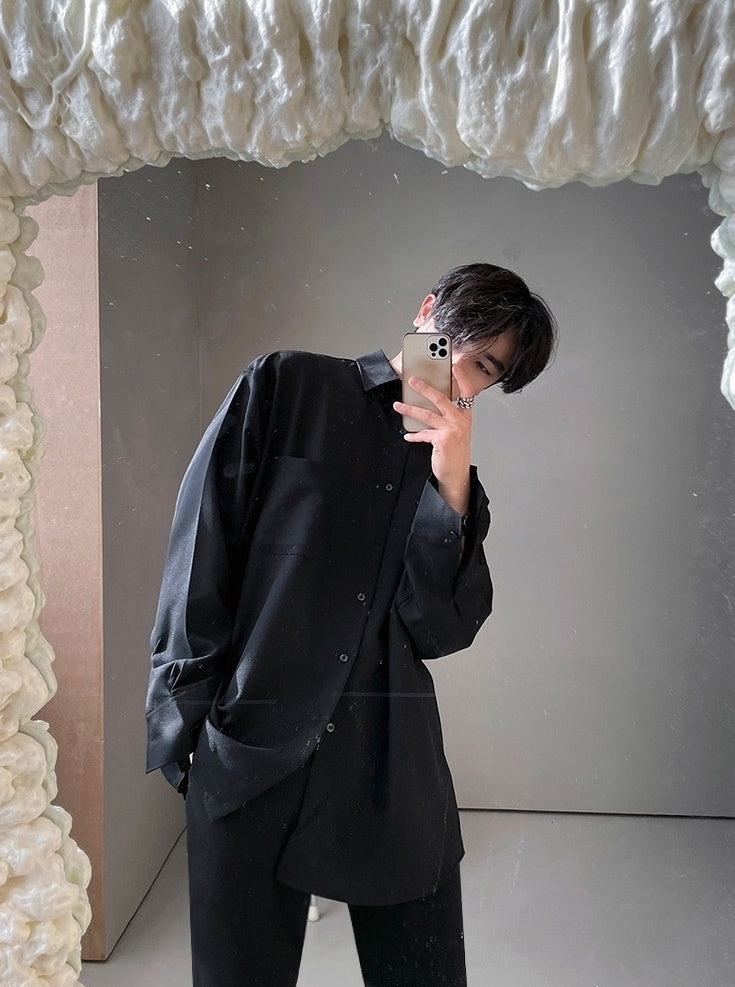 Korean Style White Wrinklefree Casual Shirt