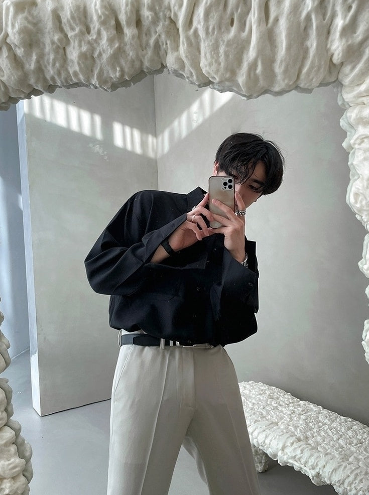 Korean Style White Wrinklefree Casual Shirt