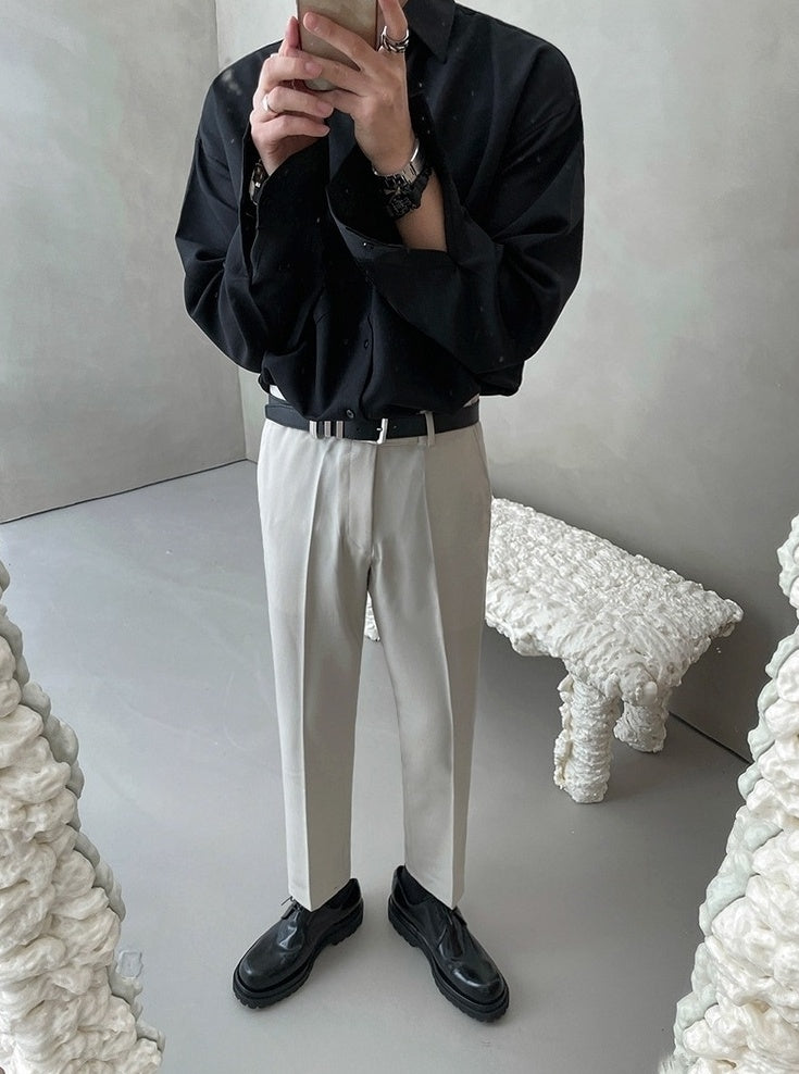 Korean Style White Wrinklefree Casual Shirt