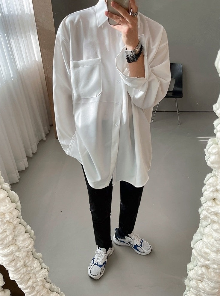Korean Style White Wrinklefree Casual Shirt