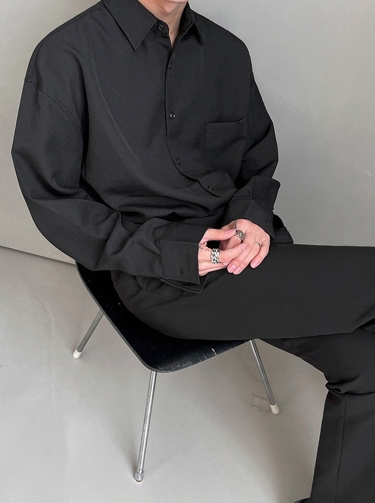 Korean Style White Wrinklefree Casual Shirt