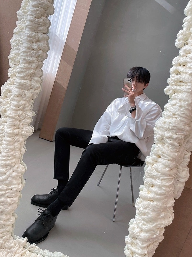 Korean Style White Wrinklefree Casual Shirt
