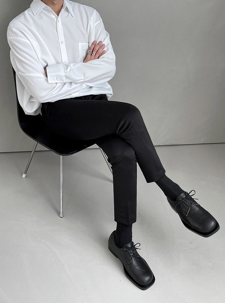 Korean Style White Wrinklefree Casual Shirt