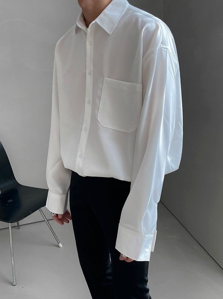 Korean Style White Wrinklefree Casual Shirt