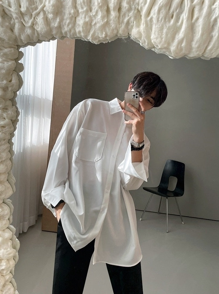 Korean Style White Wrinklefree Casual Shirt