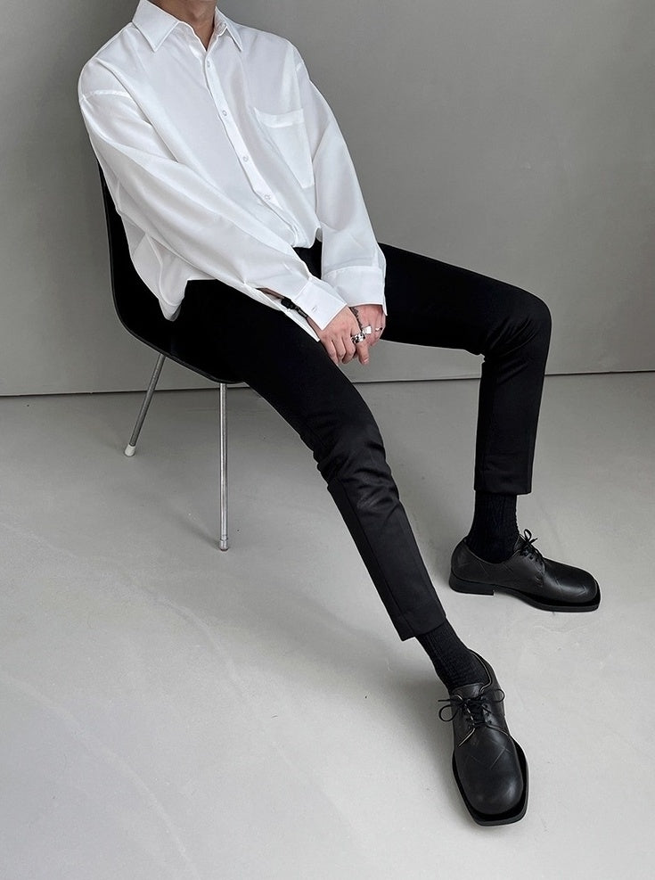 Korean Style White Wrinklefree Casual Shirt