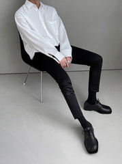 Korean Style White Wrinklefree Casual Shirt