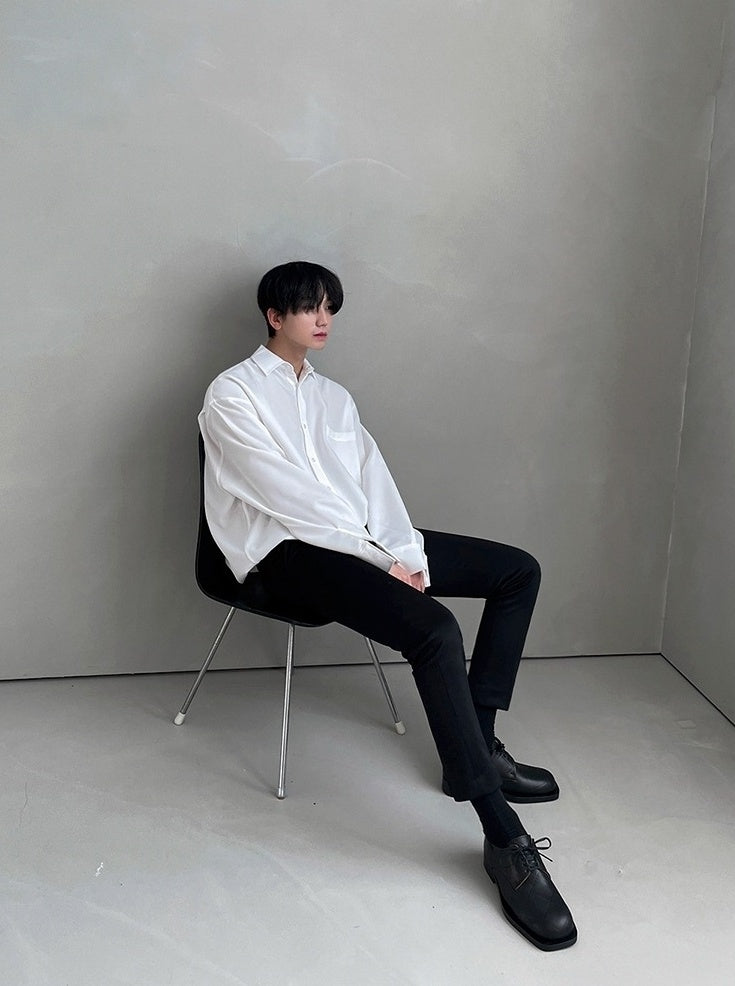Korean Style White Wrinklefree Casual Shirt