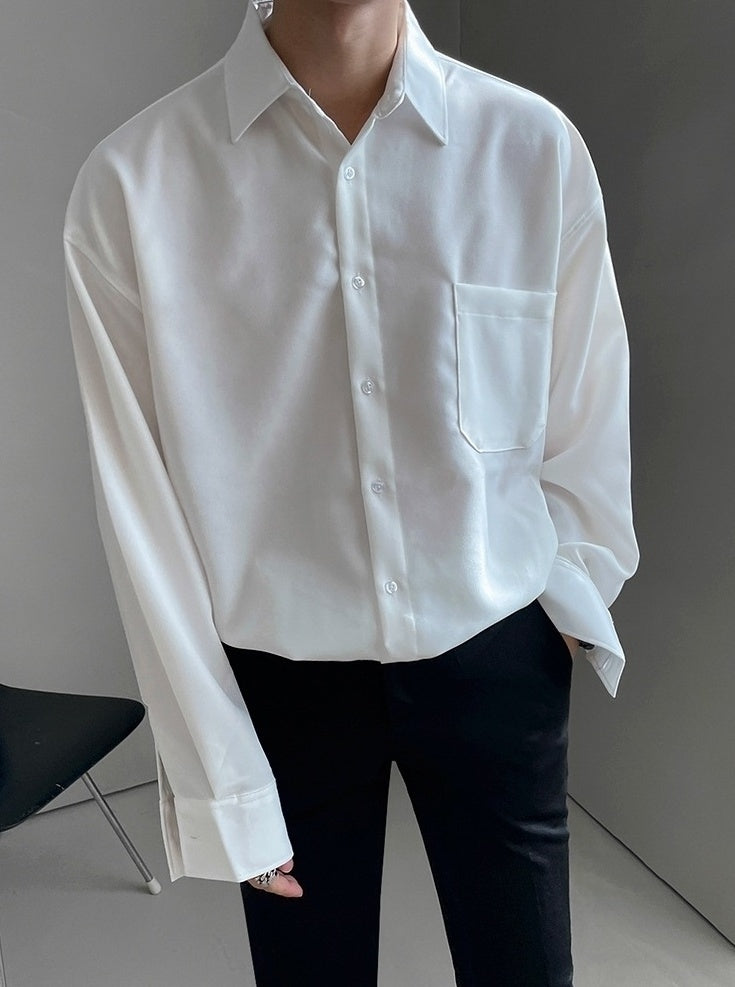 Korean Style White Wrinklefree Casual Shirt