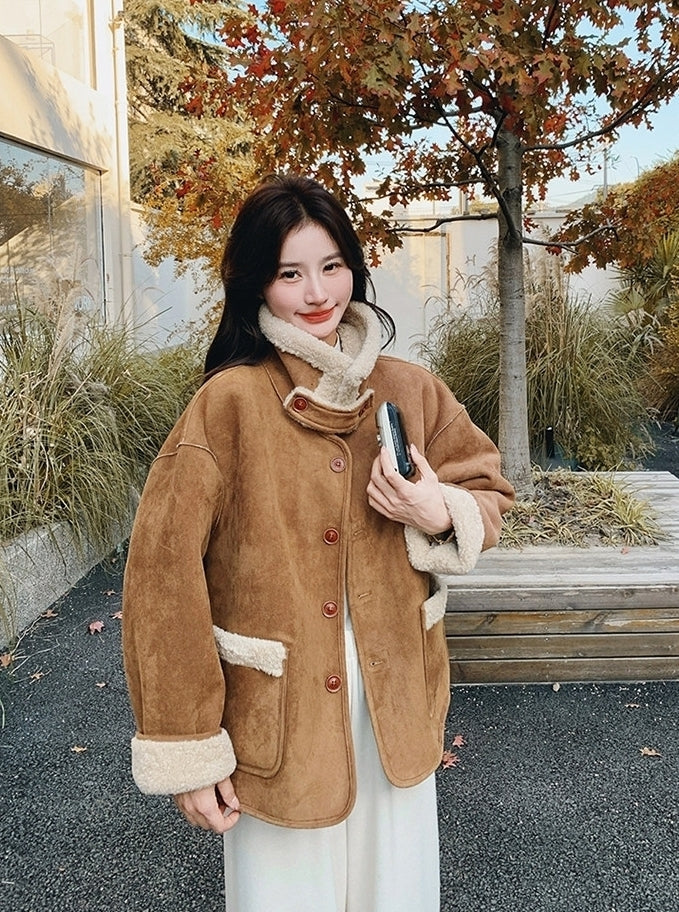 Korean Vintage Reversible Shearling Coat Jacket