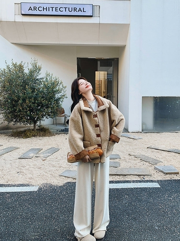 Korean Vintage Reversible Shearling Coat Jacket