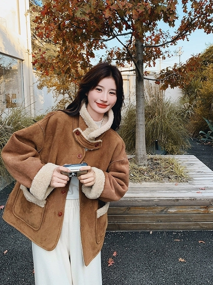 Korean Vintage Reversible Shearling Coat Jacket