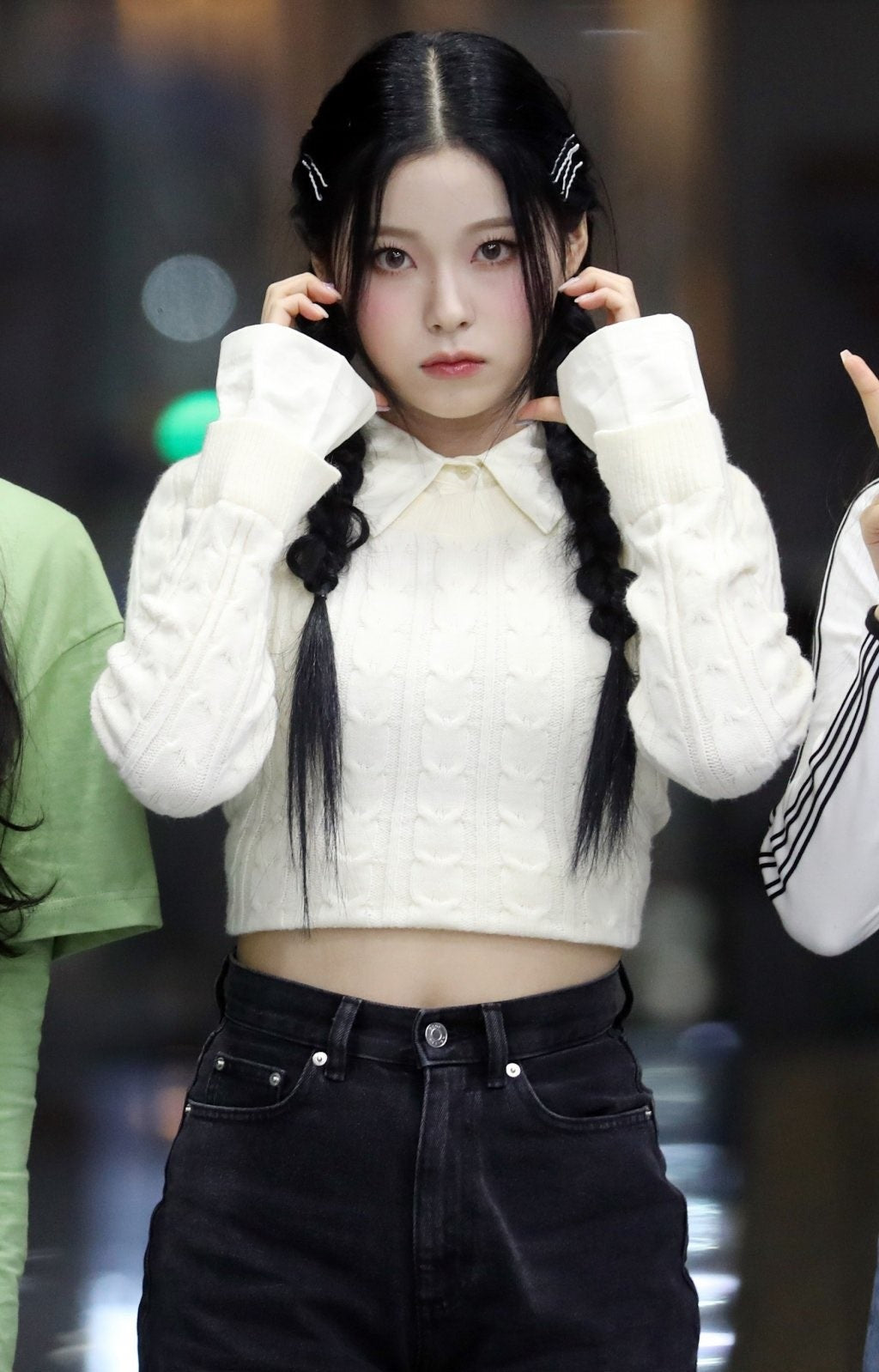 Beige Knit Sweater With Shirt Collar