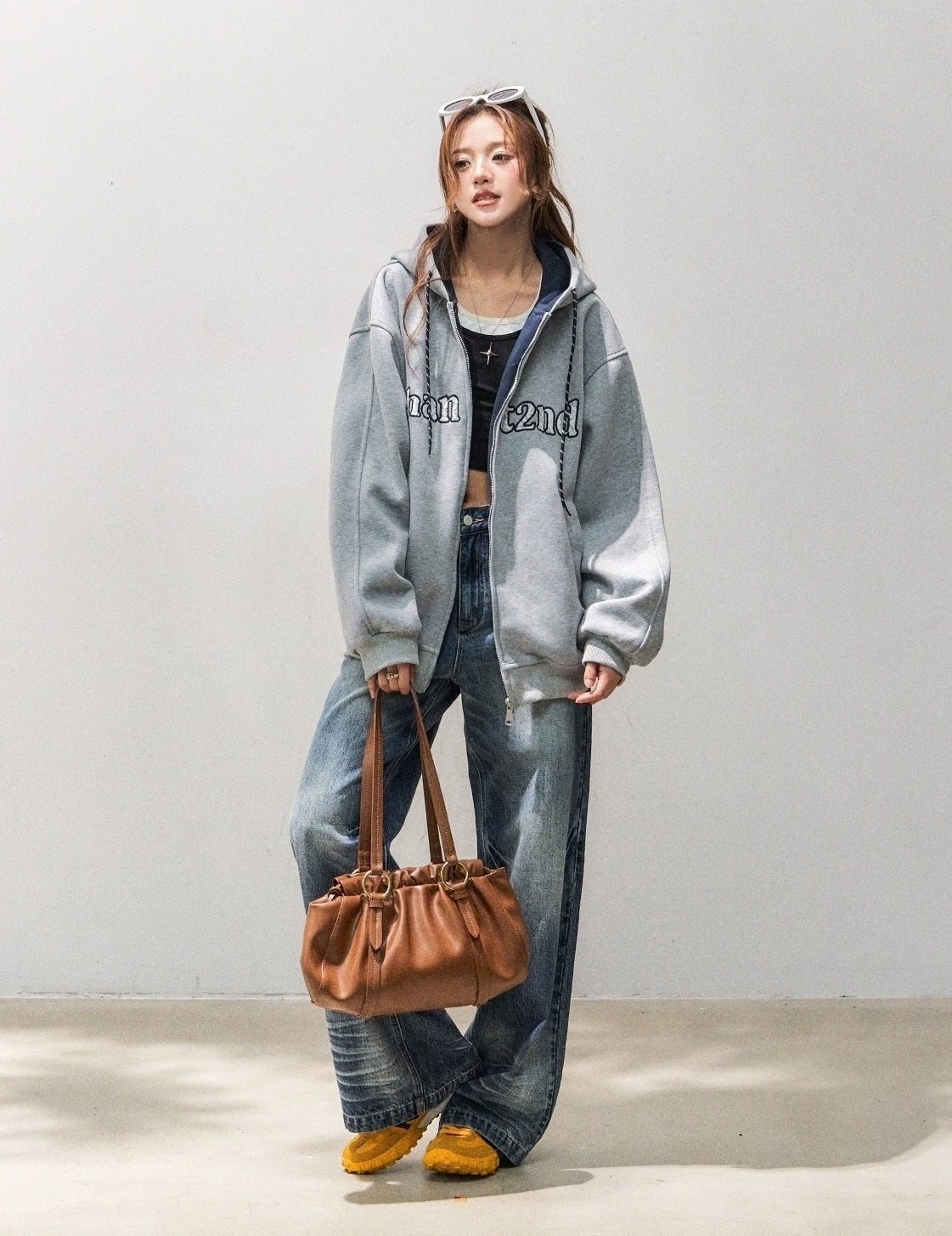Lace Letter Patch Embroidered Relaxed Cardigan Sweater