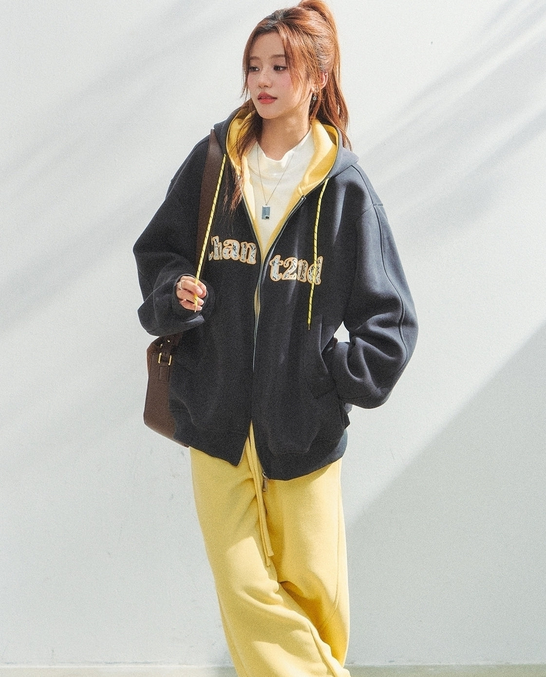 Lace Letter Patch Embroidered Relaxed Cardigan Sweater