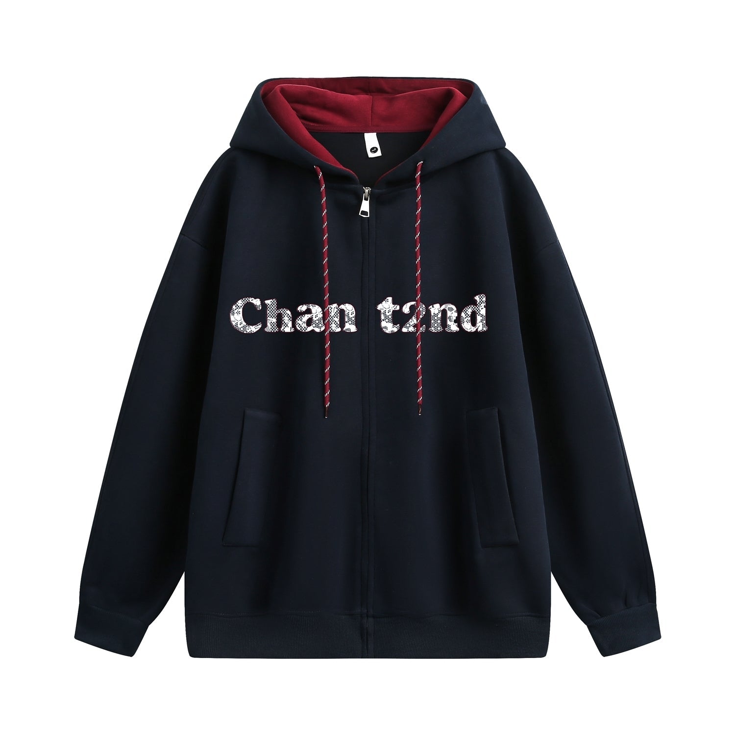 Lace Letter Patch Embroidered Relaxed Cardigan Sweater