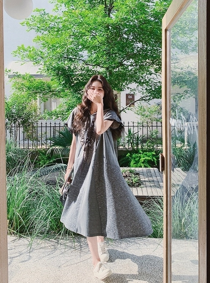 Lace Patchwork Hooded Casual Summer Dress