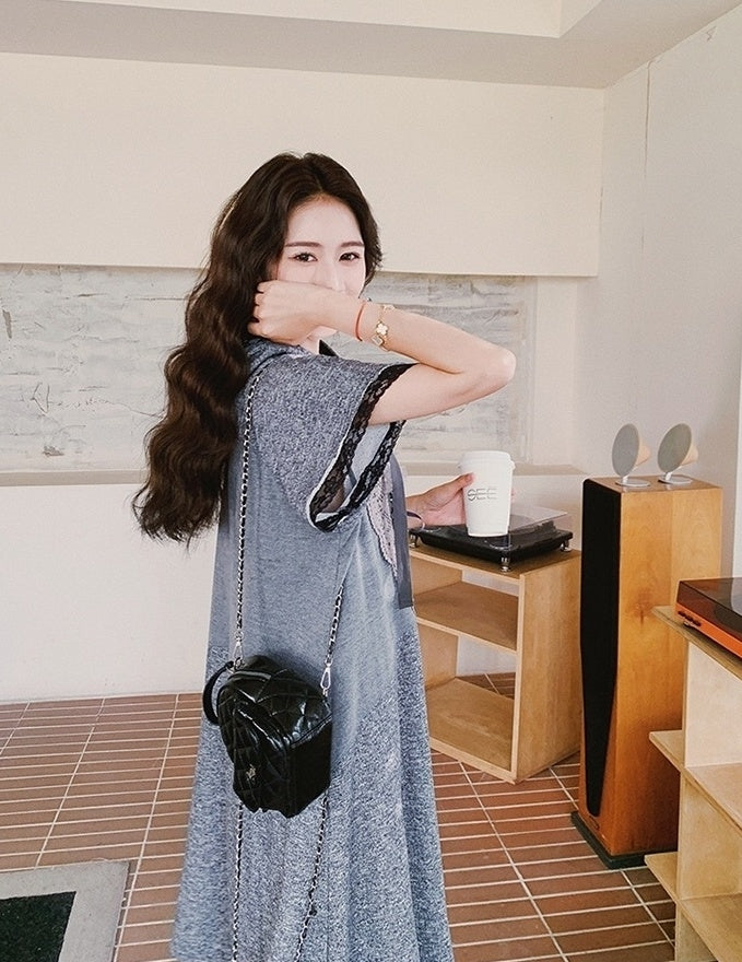 Lace Patchwork Hooded Casual Summer Dress
