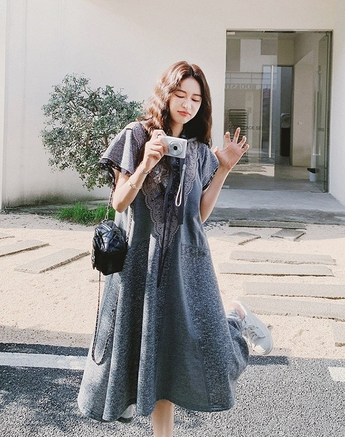 Lace Patchwork Hooded Casual Summer Dress
