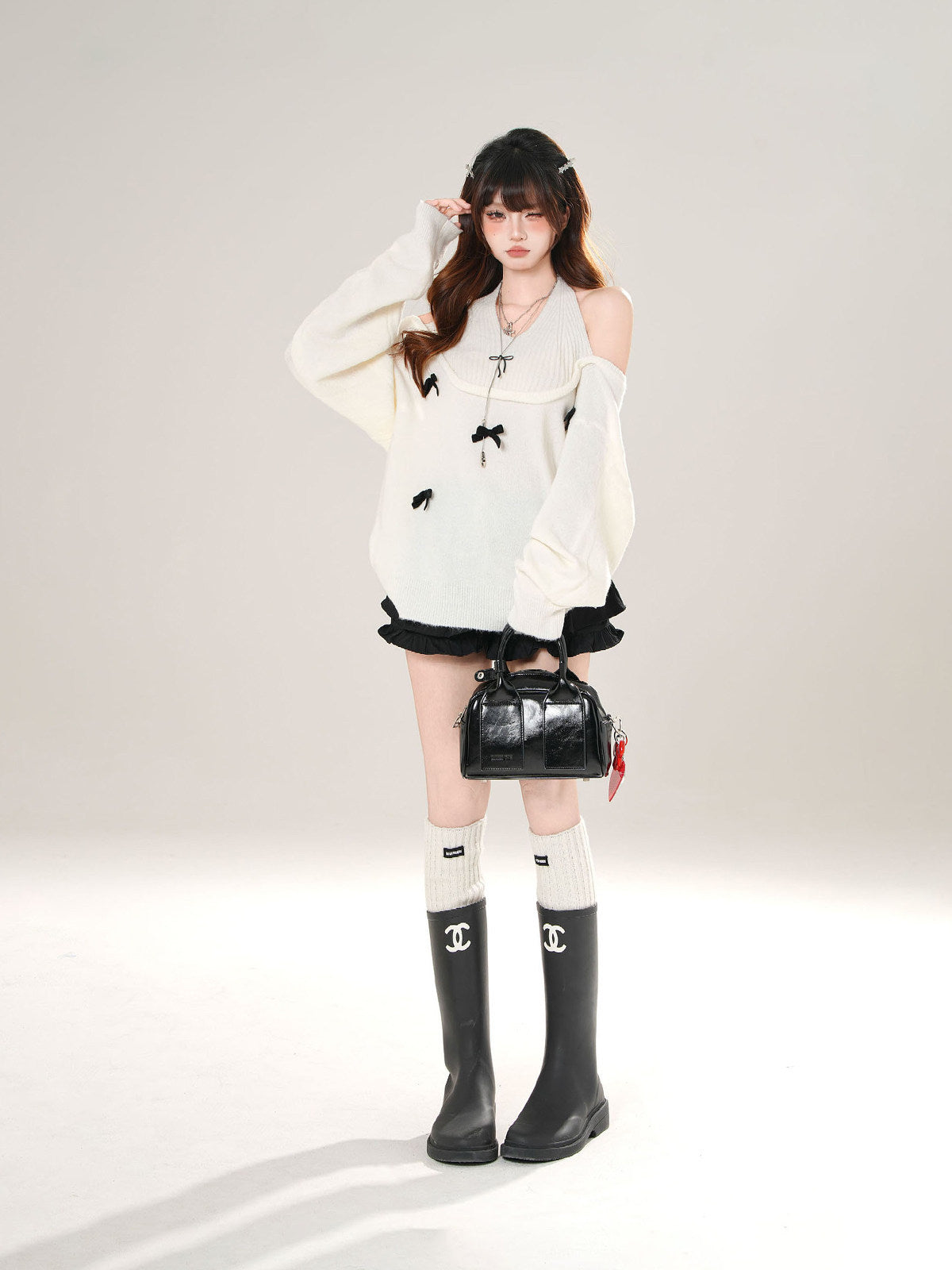 Lace Pleated A Line Mini Skirt Pants