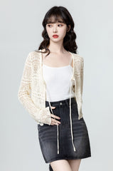 Lace Tie Knit Sun Protection Cardigan