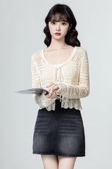 Lace Tie Knit Sun Protection Cardigan