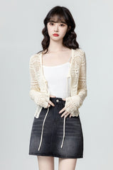 Lace Tie Knit Sun Protection Cardigan