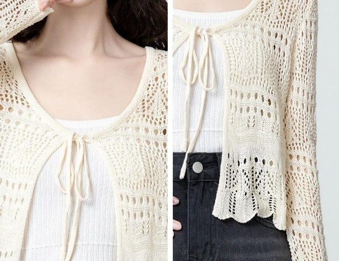 Lace Tie Knit Sun Protection Cardigan