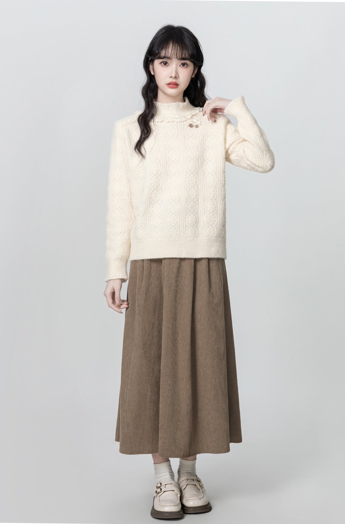 Lace Trim Knit Pullover Sweater