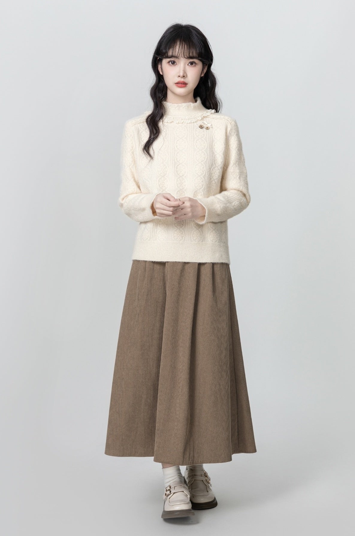 Lace Trim Knit Pullover Sweater