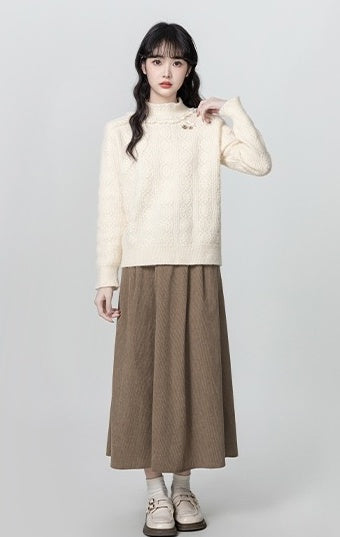 Lace Trim Knit Pullover Sweater