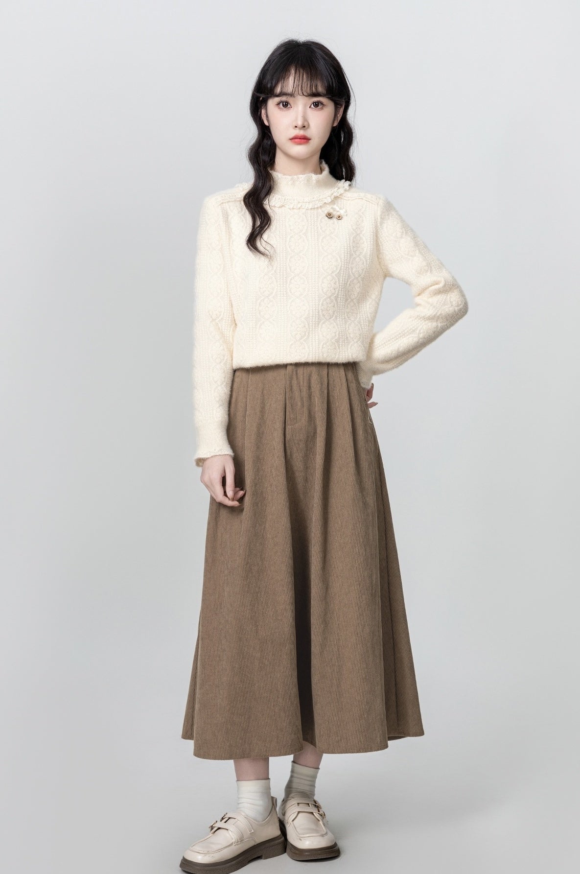 Lace Trim Knit Pullover Sweater