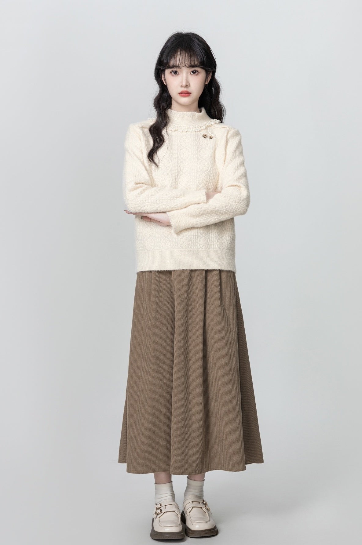 Lace Trim Knit Pullover Sweater