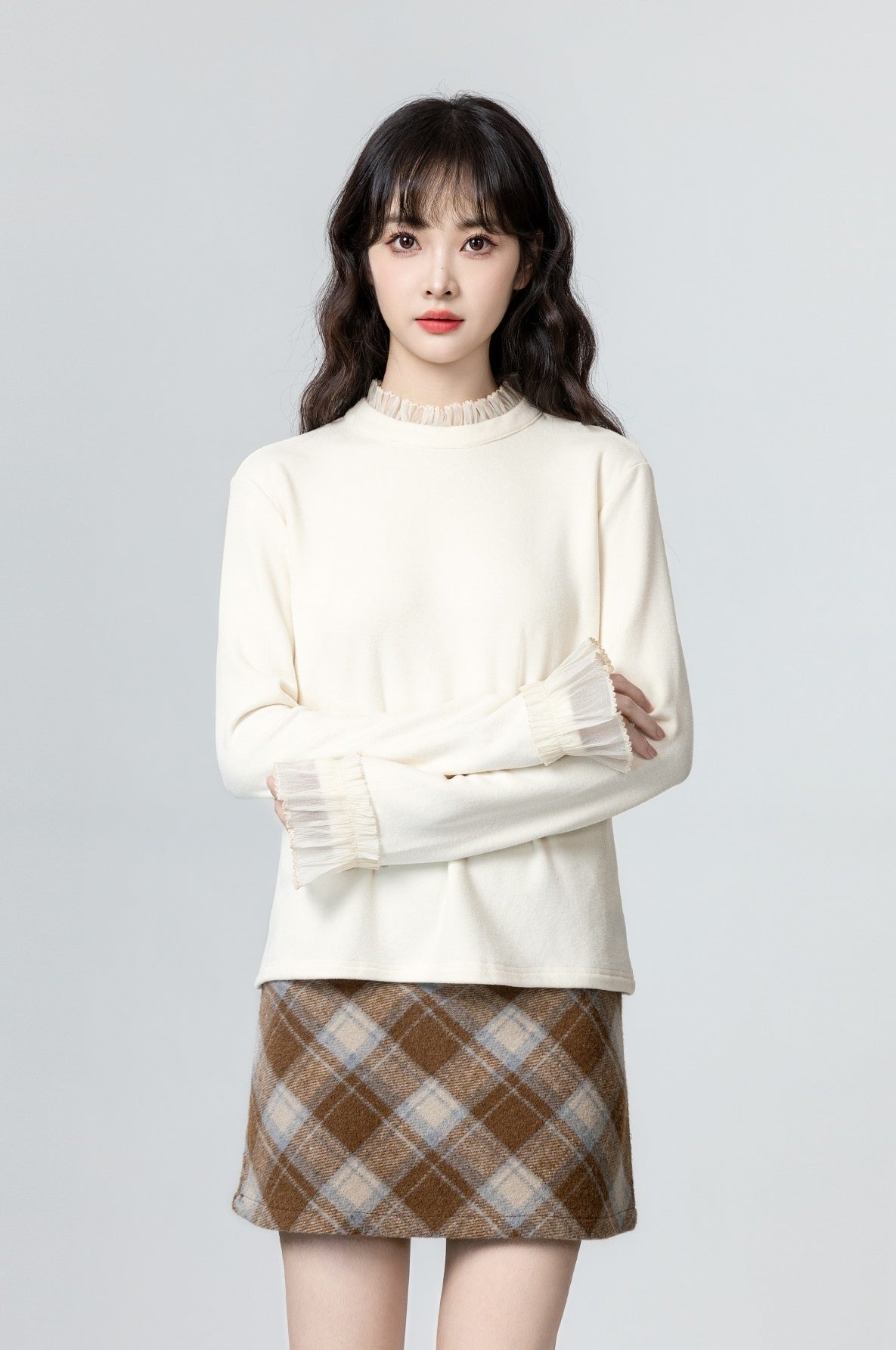 Lace Trim Long Sleeve Top
